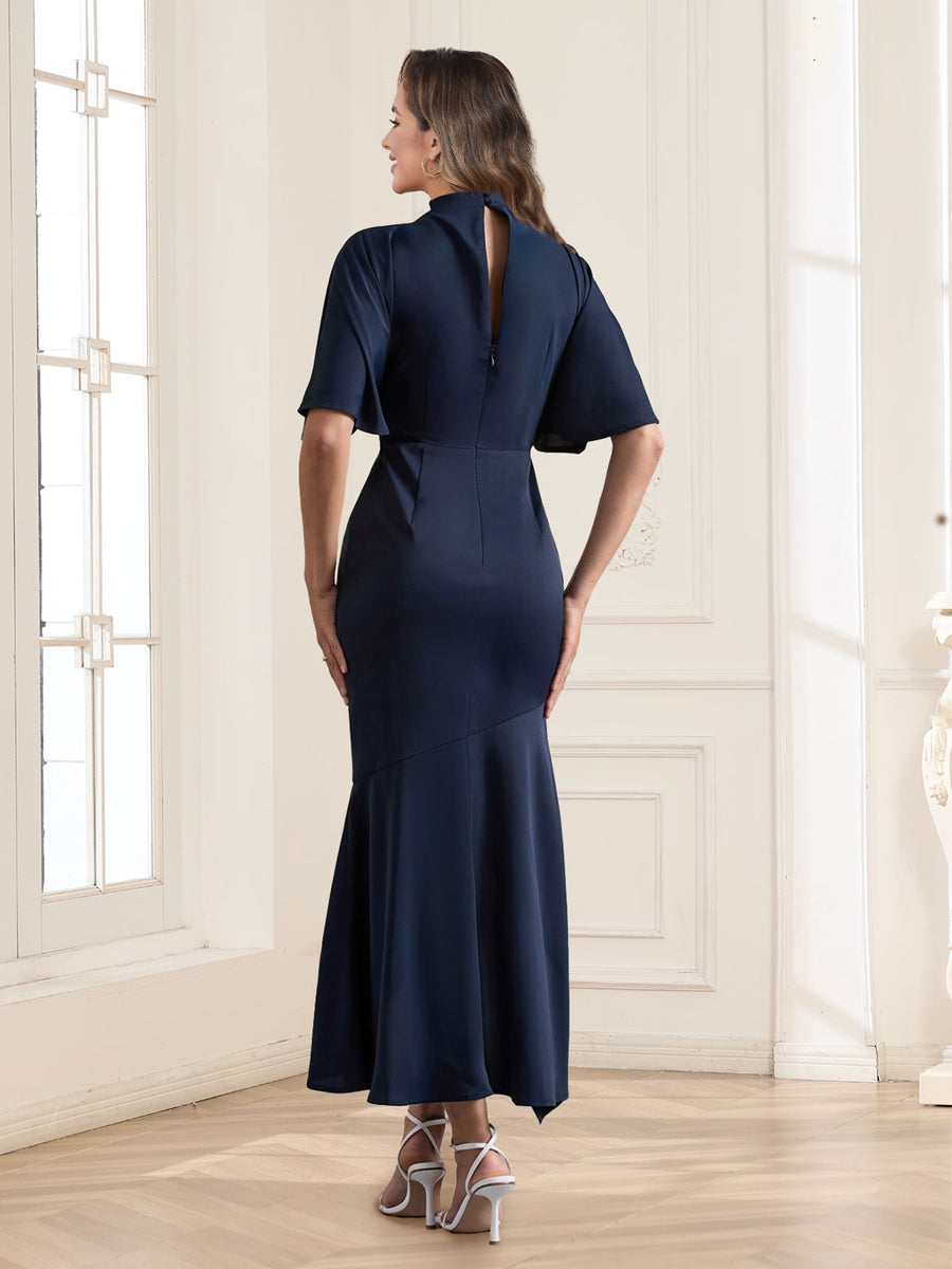 Etui-Linie/Säulen-Linie Stehkragen Flügelärmel Asymmetrisch Kleider für die Brautmutter