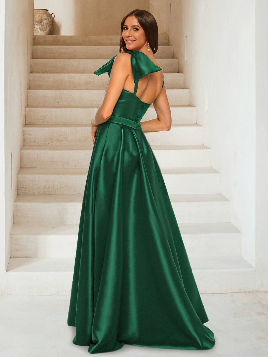 A-Linie/Princess-Linie One-Shoulder-Träger Bodenlange Abendkleider mit Schlitz an der Seite