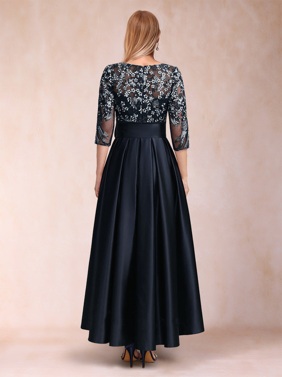 A-Linie/Princess-Linie Asymmetrisch 3/4-Ärmel U-Ausschnitt Kleider für die Brautmutter