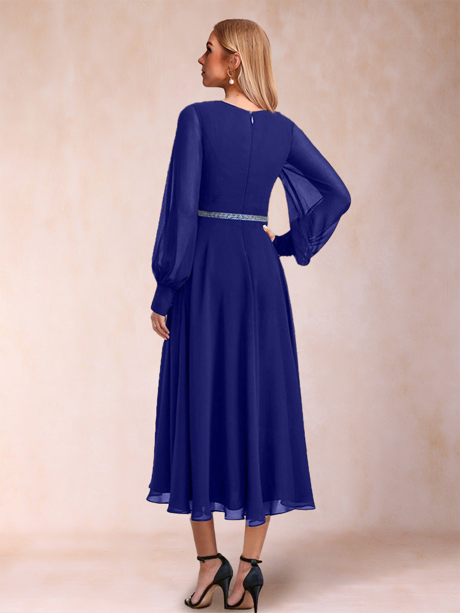 A-Linie/Princess-Linie Chiffon Quadratischer Ausschnitt Knöchellange Ärmel Kleider für die Brautmutter mit Pailletten