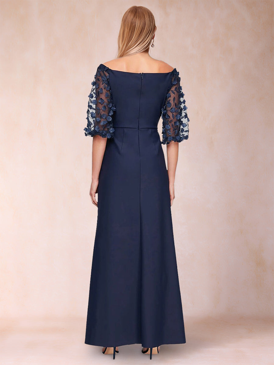 Etui-Linie/Säule, schulterfrei, Halbarm, Kleider für die Brautmutter mit Applikationen