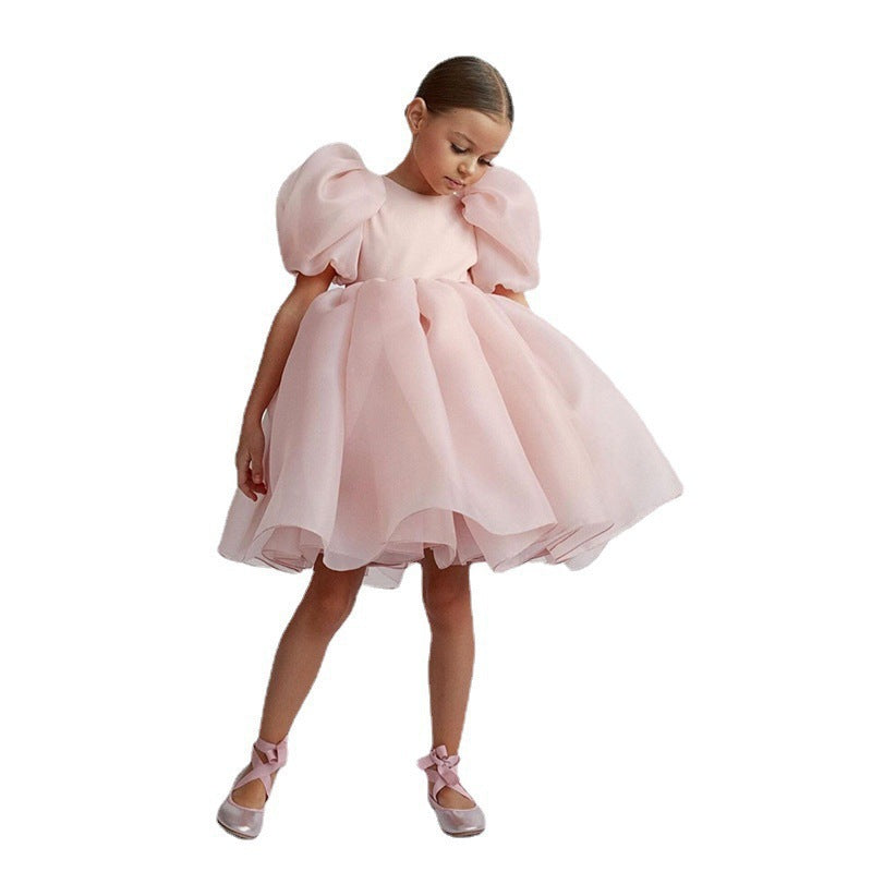 Ballkleid U-Ausschnitt Kurze Ärmel Bedrucktes Blumenmädchenkleid