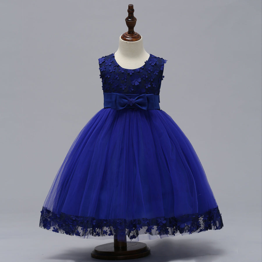Ballkleid U-Ausschnitt Ärmellos Stickerei Weihnachtskleider für Mädchen