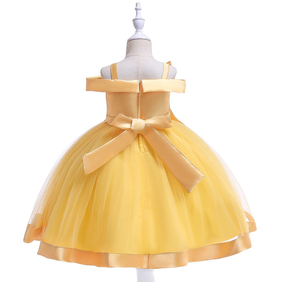 Ballkleid, schulterfrei, ärmellos, Blumenmädchenkleider mit Applikationen und Schleife
