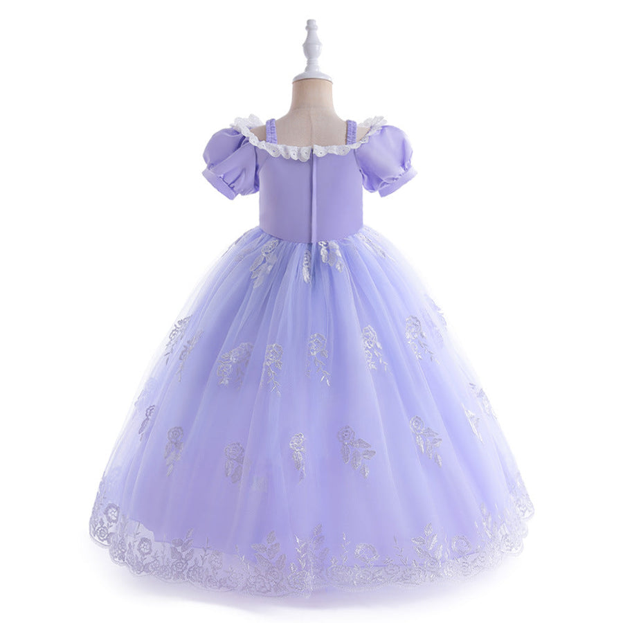 Ballkleid mit U-Ausschnitt und Puffärmeln, Blumenmädchenkleider mit Applikationen