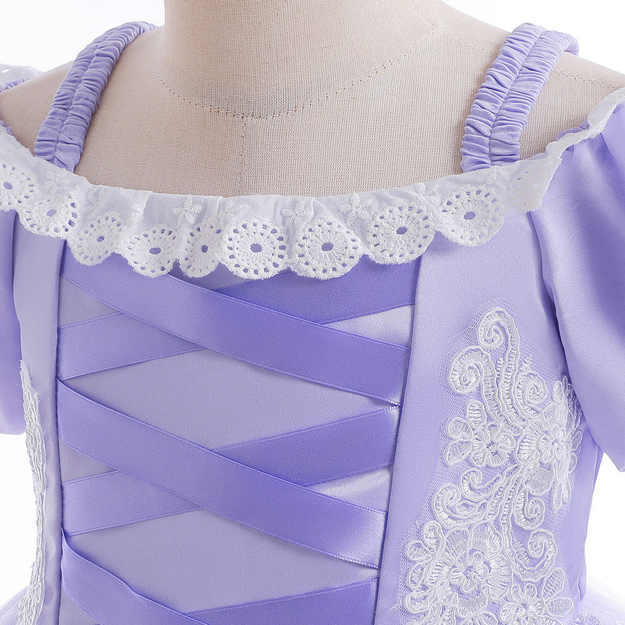 Ballkleid mit U-Ausschnitt und Puffärmeln, Blumenmädchenkleider mit Applikationen
