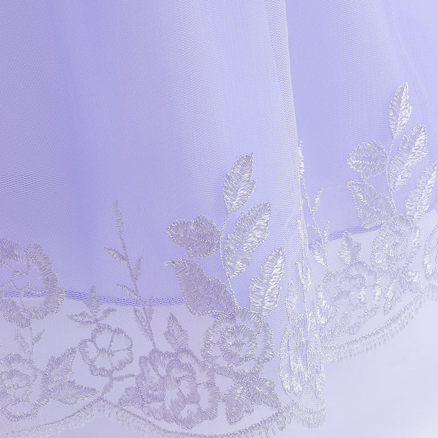 Ballkleid mit U-Ausschnitt und Puffärmeln, Blumenmädchenkleider mit Applikationen