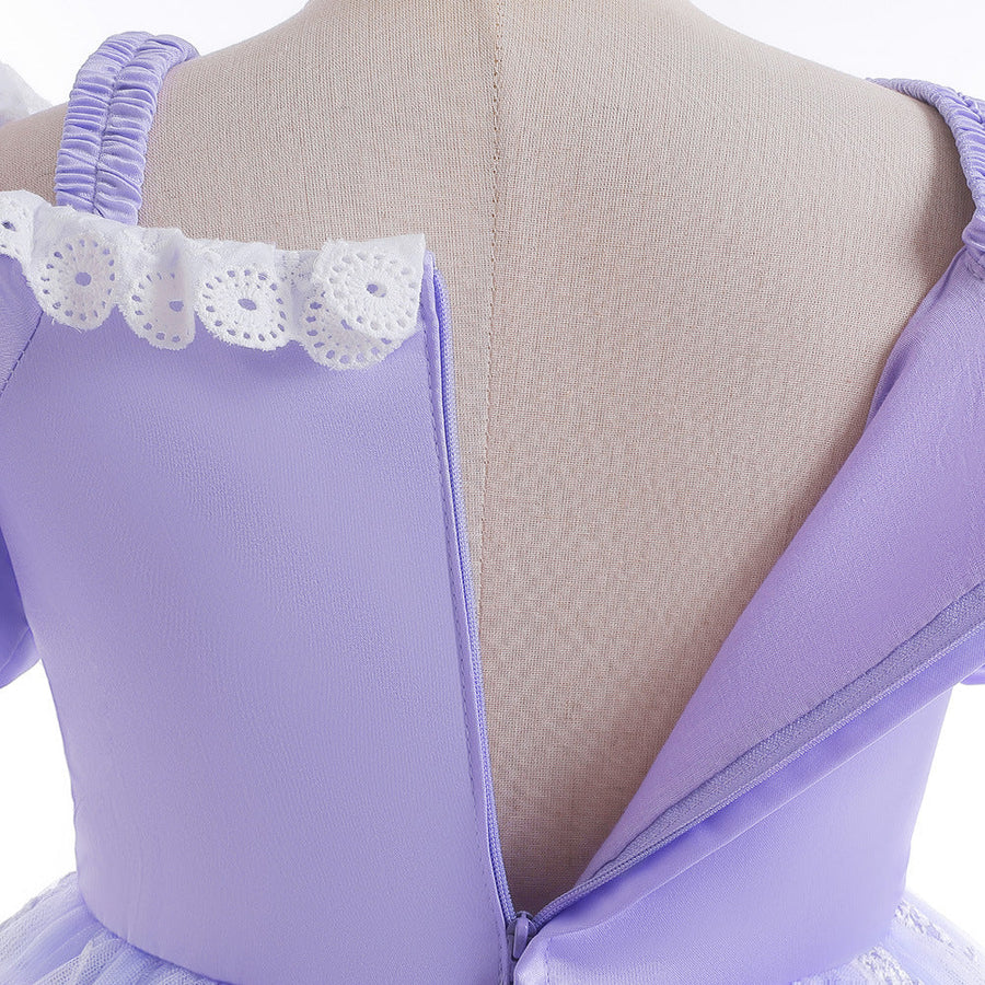 Ballkleid mit U-Ausschnitt und Puffärmeln, Blumenmädchenkleider mit Applikationen