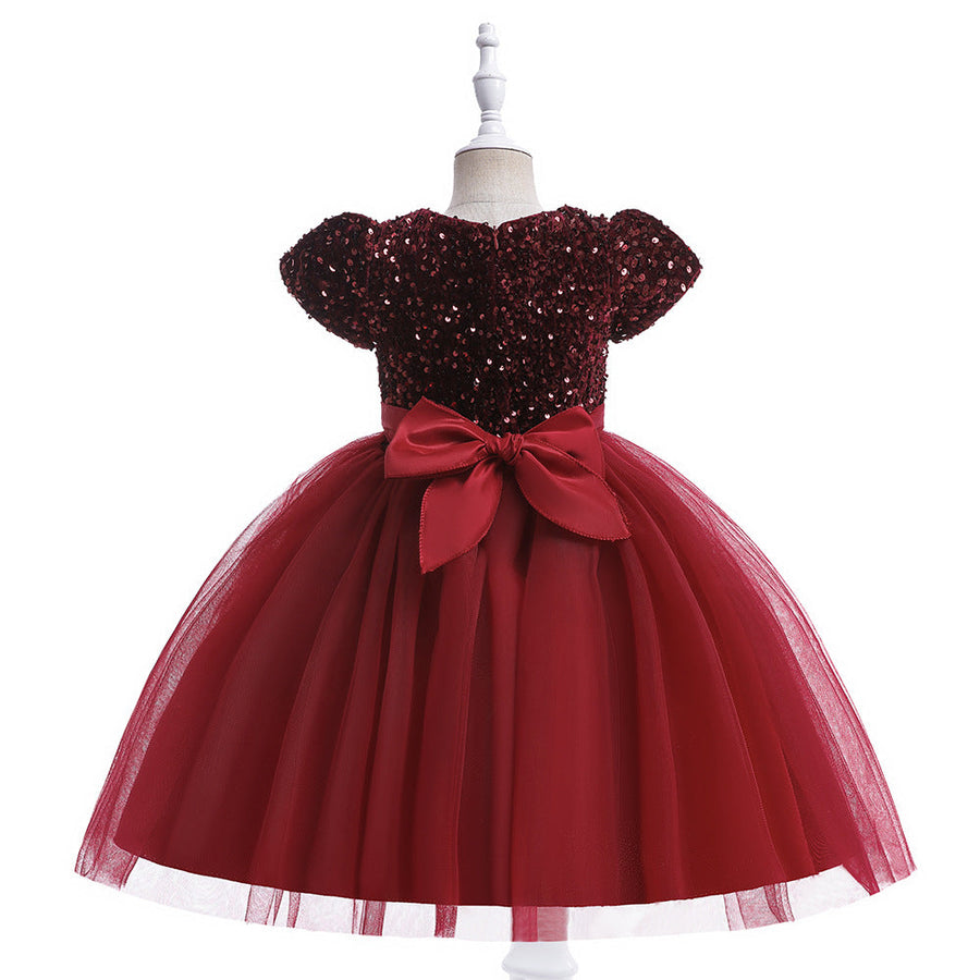 Ballkleid U-Ausschnitt Kurze Ärmel Weihnachtskleider für Mädchen