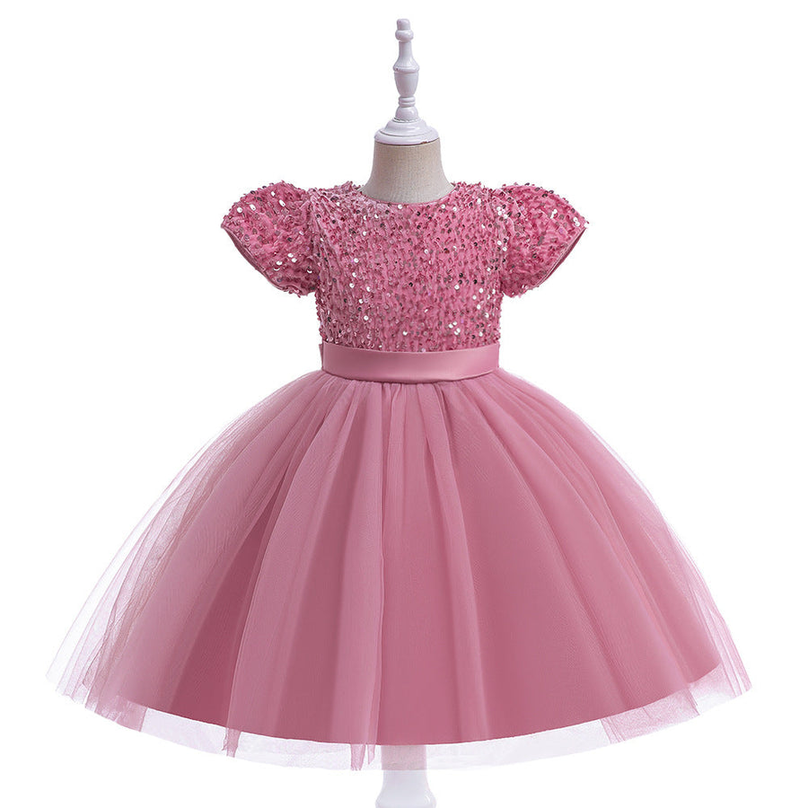 Ballkleid U-Ausschnitt Kurze Ärmel Weihnachtskleider für Mädchen