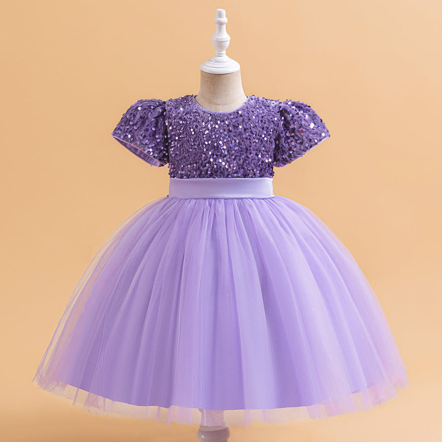 Ballkleid U-Ausschnitt Kurze Ärmel Weihnachtskleider für Mädchen