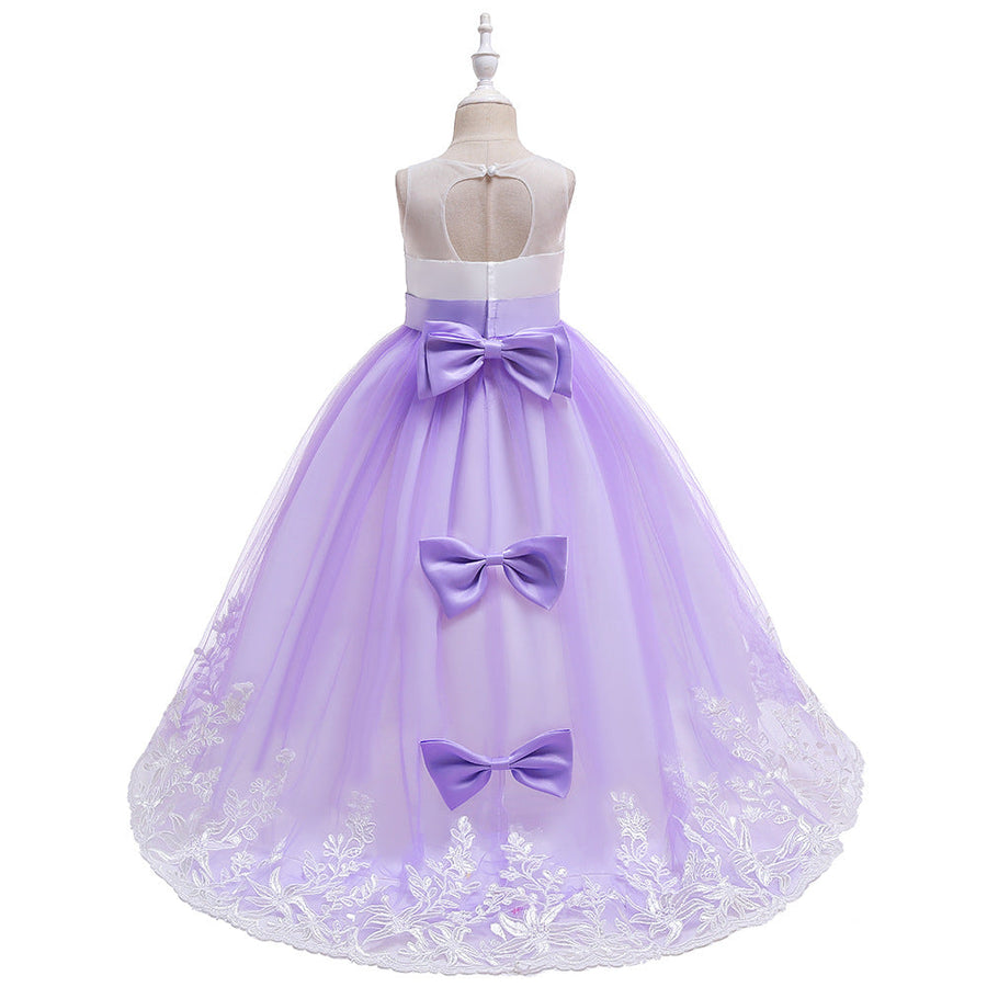 Prinzessin Ballkleid U-Ausschnitt Ärmellose Blumenmädchenkleider mit Applikationen