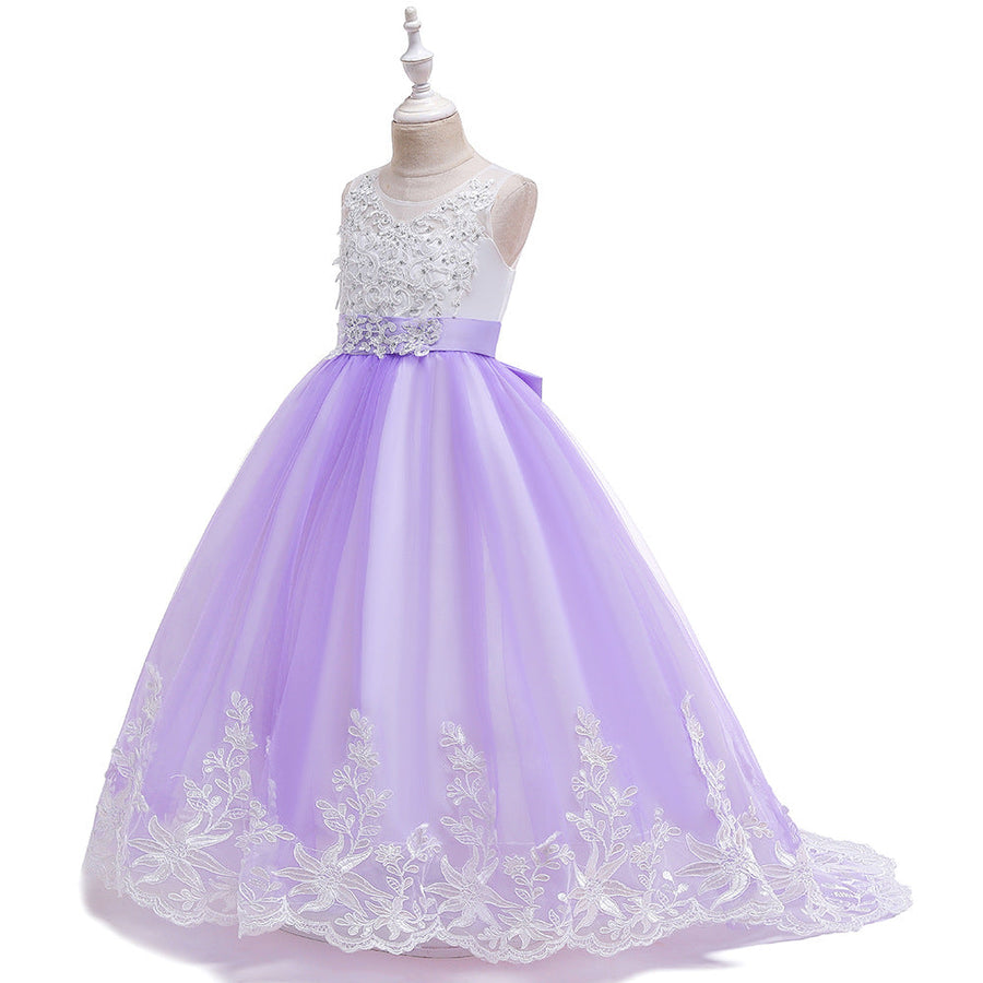 Prinzessin Ballkleid U-Ausschnitt Ärmellose Blumenmädchenkleider mit Applikationen