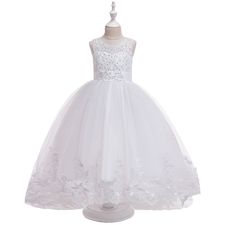 Prinzessin Ballkleid U-Ausschnitt Ärmellose Blumenmädchenkleider mit Applikationen