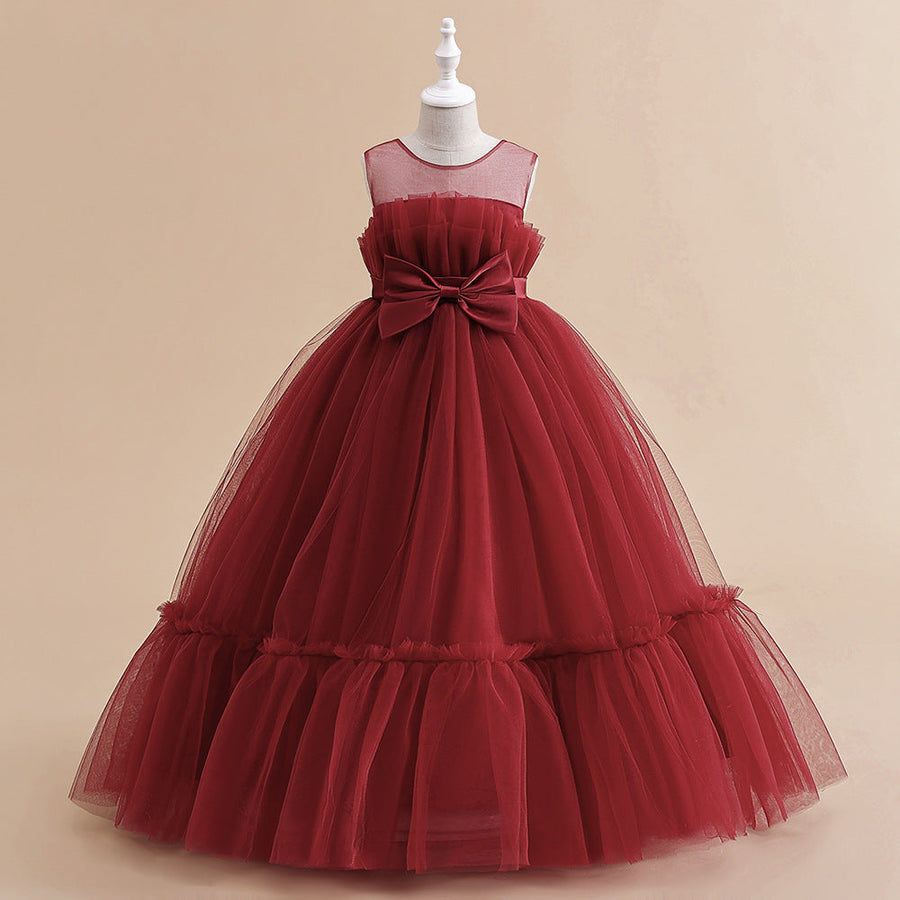 A-Linie/Princess-Linie Illusion Scoop Blumenmädchenkleider mit Schleife