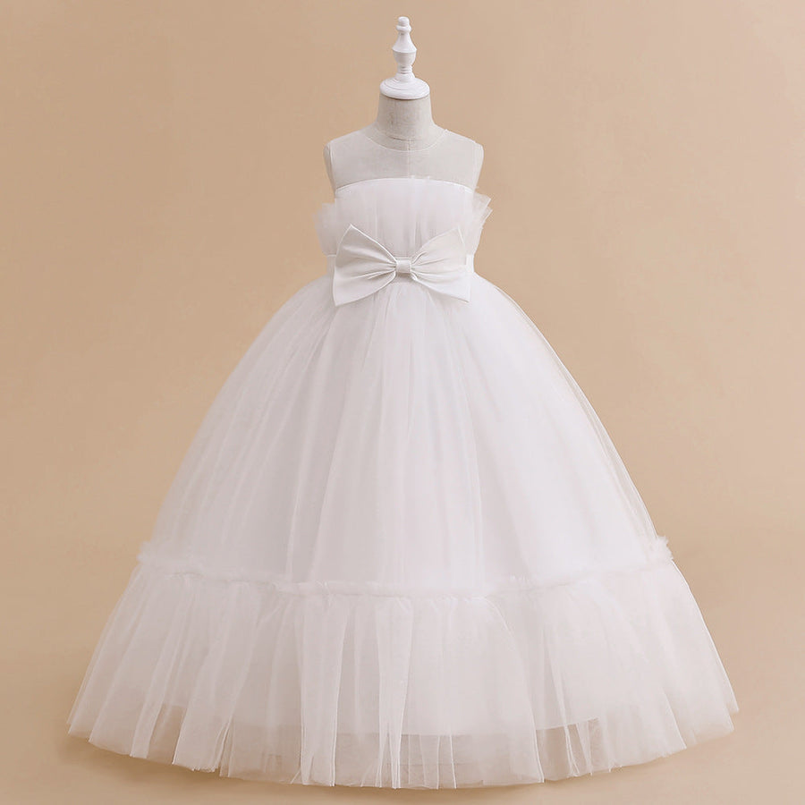 A-Linie/Princess-Linie Illusion Scoop Blumenmädchenkleider mit Schleife