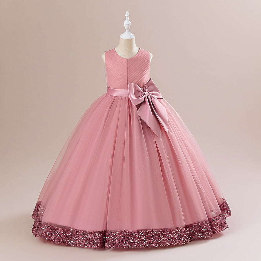 A-Linie/Prinzessin U-Ausschnitt Blumenmädchenkleider mit Pailletten