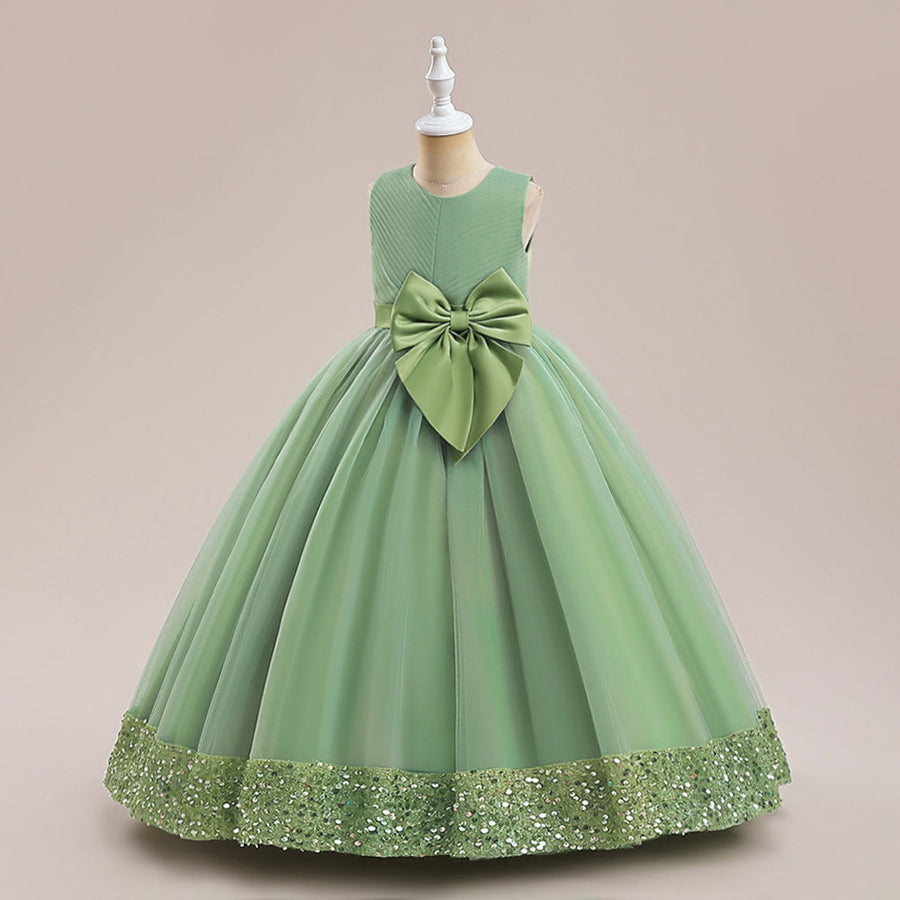 A-Linie/Prinzessin U-Ausschnitt Blumenmädchenkleider mit Pailletten
