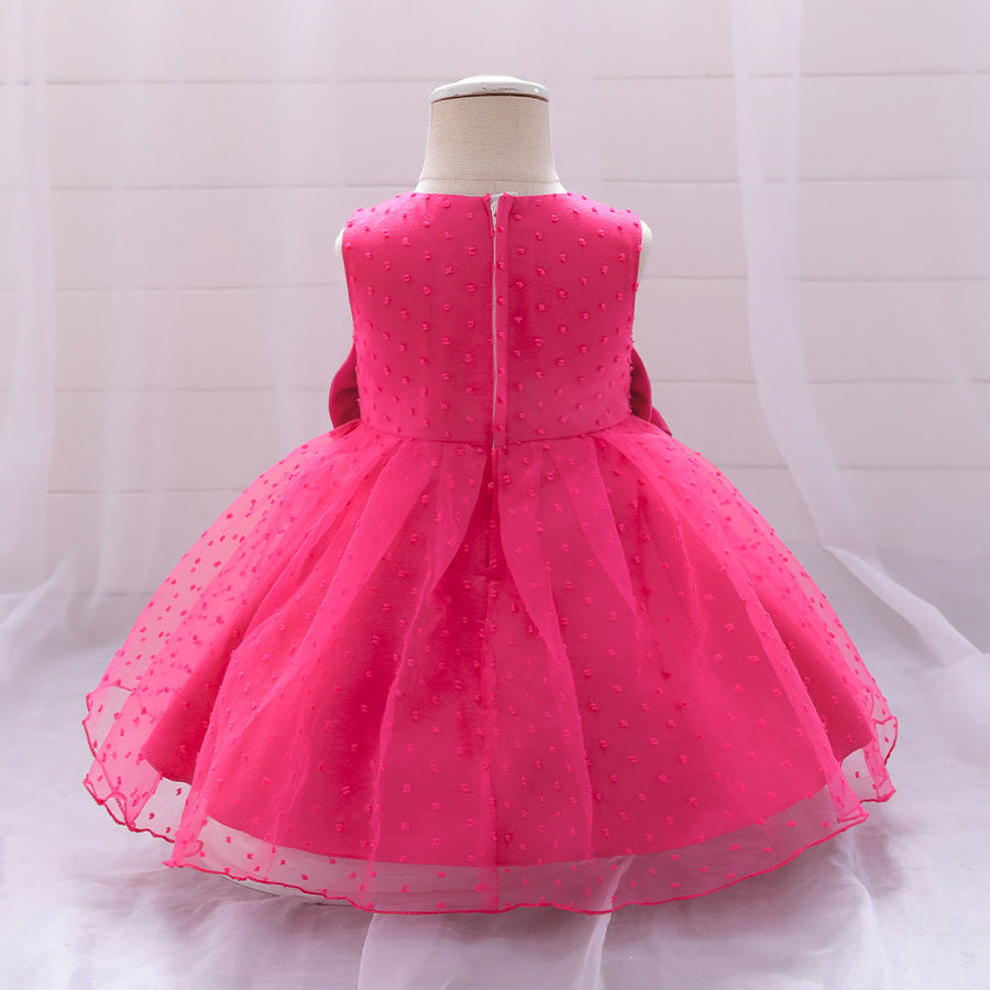 Ballkleid U-Ausschnitt Ärmellose Blumenmädchenkleider mit Schleife