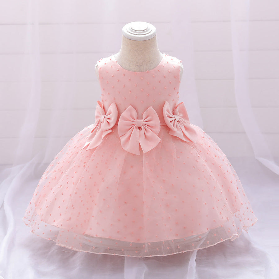 Ballkleid U-Ausschnitt Ärmellose Blumenmädchenkleider mit Schleife