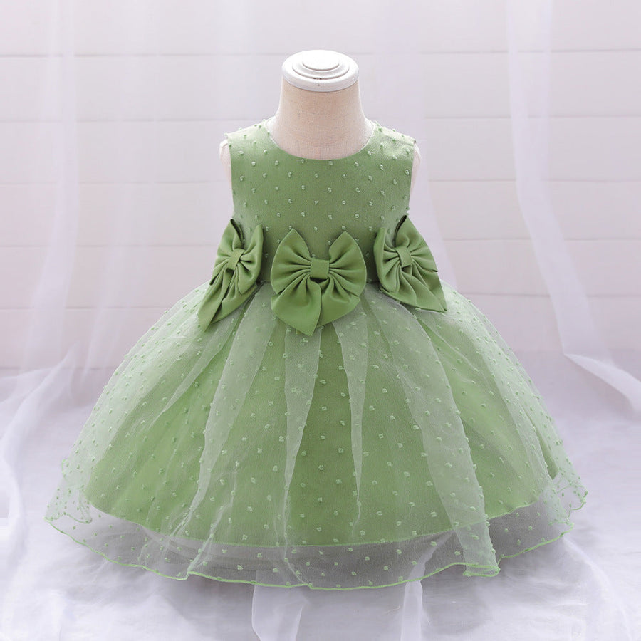 Ballkleid U-Ausschnitt Ärmellose Blumenmädchenkleider mit Schleife
