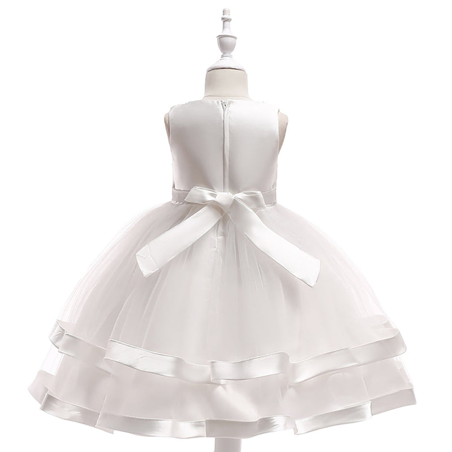 Ballkleid U-Ausschnitt Ärmellose Blumenmädchenkleider mit Perlen