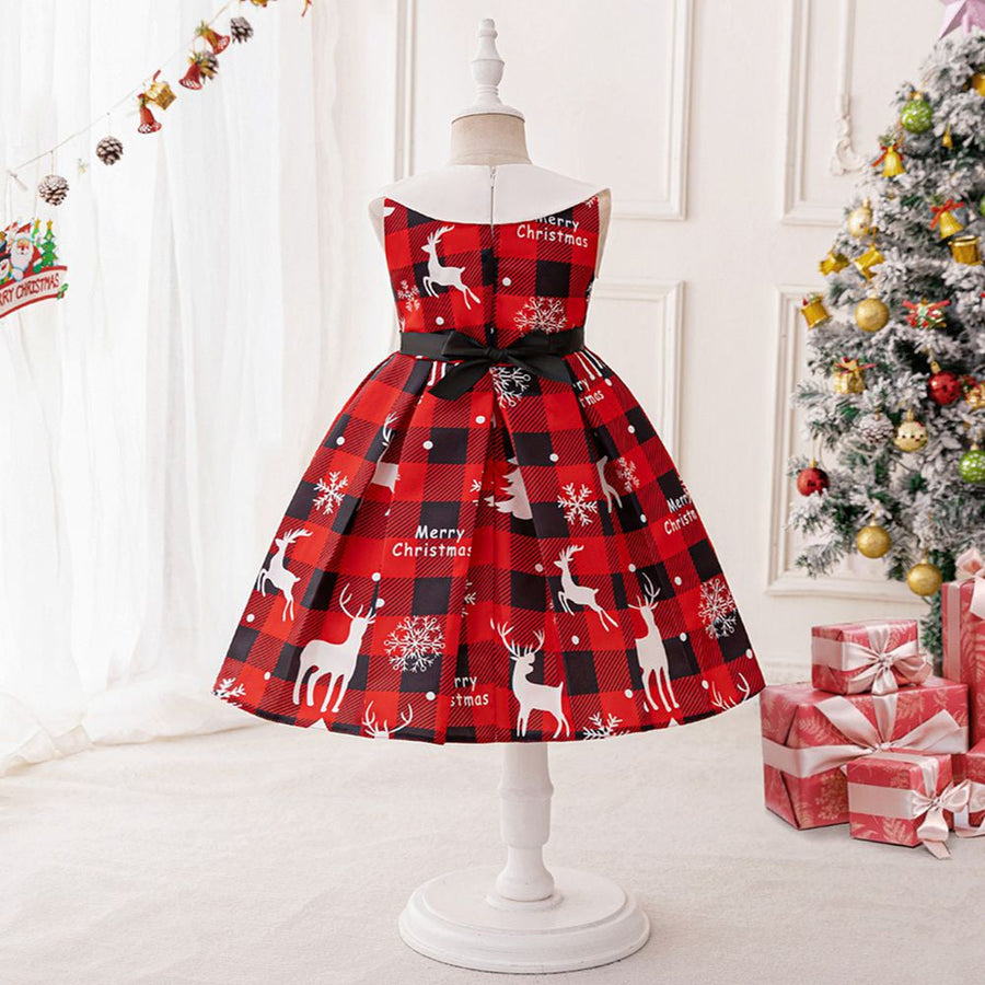 Ballkleid U-Ausschnitt Ärmellos Geraffte Weihnachtskleider für Mädchen