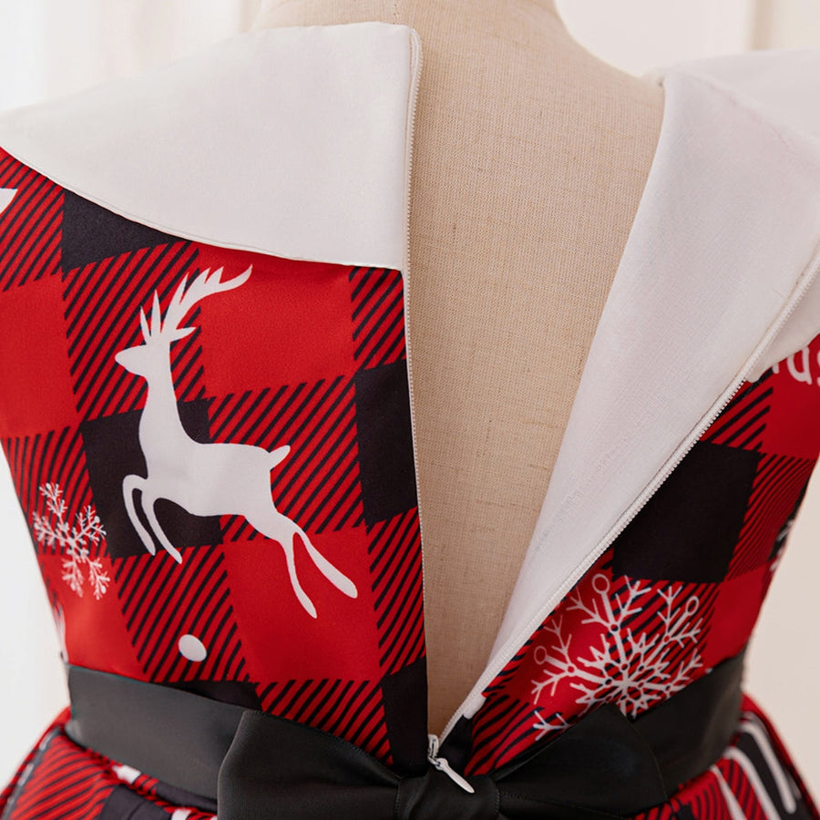 Ballkleid U-Ausschnitt Ärmellos Geraffte Weihnachtskleider für Mädchen