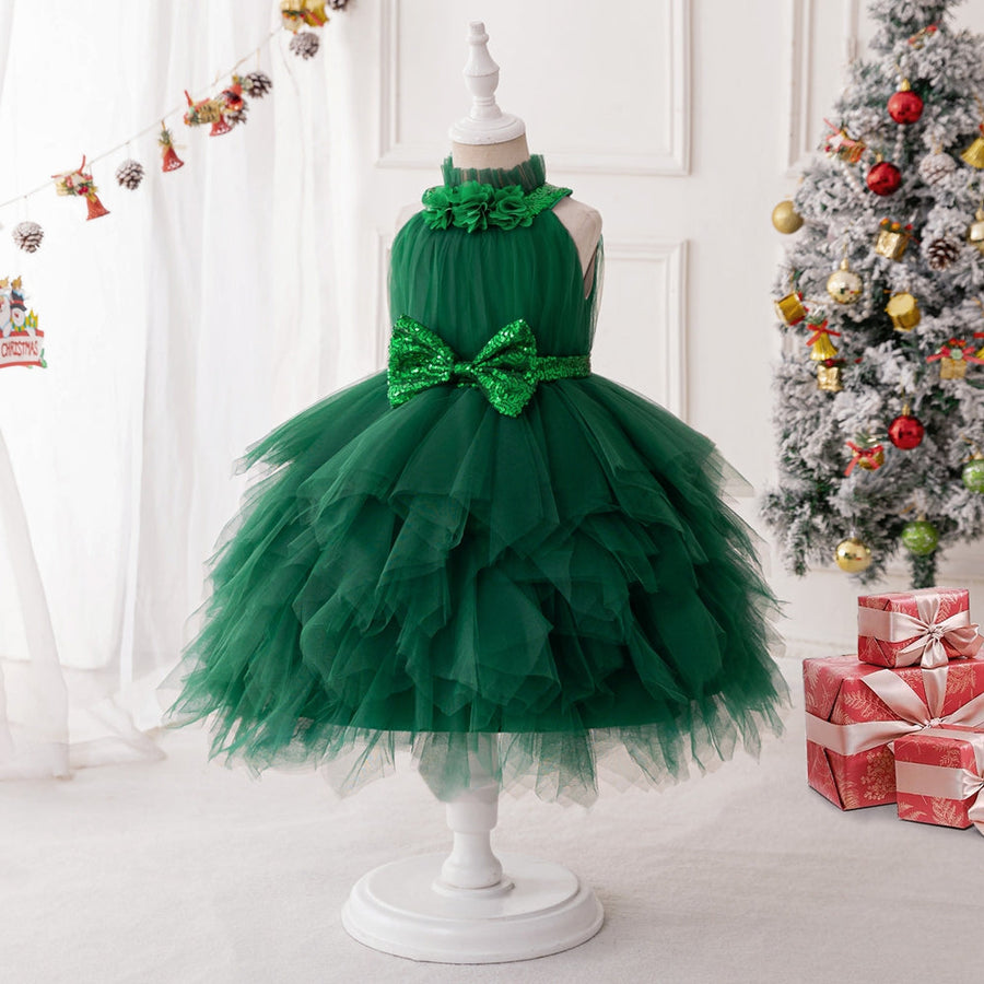 Ballkleid Neckholder Ärmellose Weihnachtskleider für Mädchen