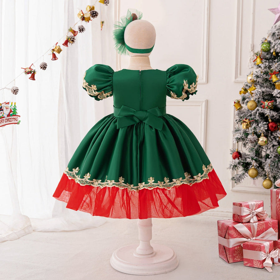 A-Linie/Princess-Linie U-Ausschnitt Puffärmel Weihnachtskleider für Mädchen