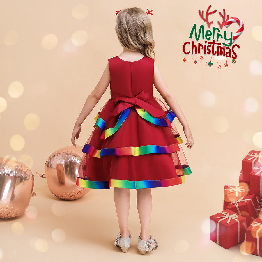 A-Linie/Princess-Linie U-Ausschnitt Ärmellos Weihnachtskleider für Mädchen
