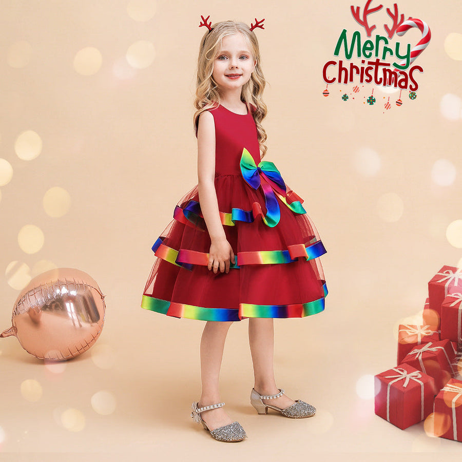 A-Linie/Princess-Linie U-Ausschnitt Ärmellos Weihnachtskleider für Mädchen