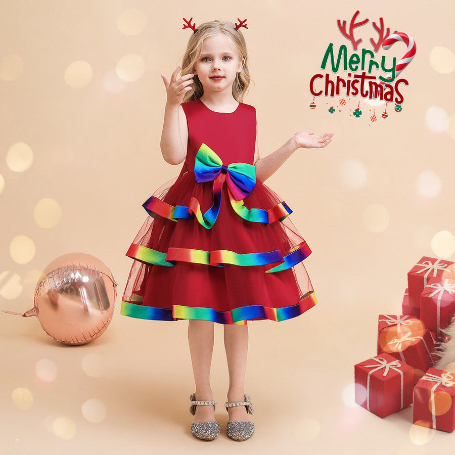 A-Linie/Princess-Linie U-Ausschnitt Ärmellos Weihnachtskleider für Mädchen
