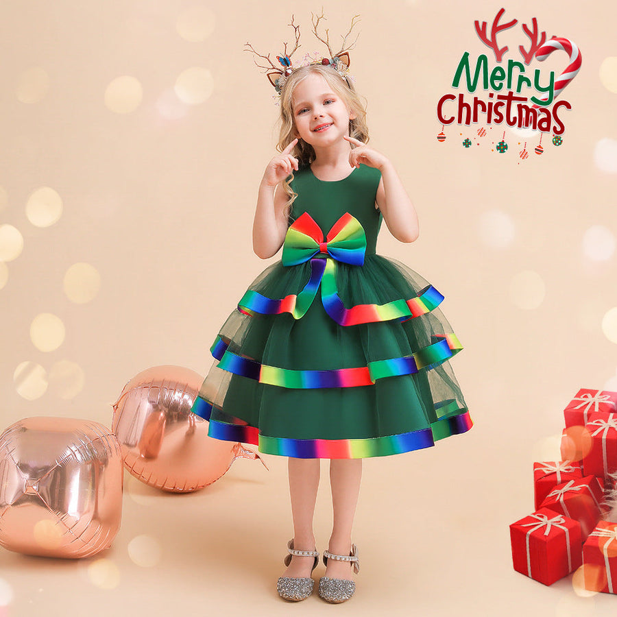 A-Linie/Princess-Linie U-Ausschnitt Ärmellos Weihnachtskleider für Mädchen