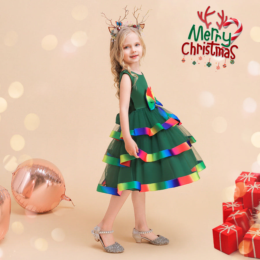 A-Linie/Princess-Linie U-Ausschnitt Ärmellos Weihnachtskleider für Mädchen