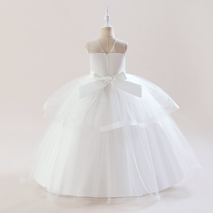 Ballkleid U-Ausschnitt Ärmellose Blumenmädchenkleider mit Rüschen