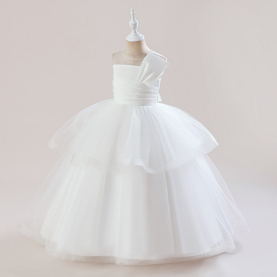 Ballkleid U-Ausschnitt Ärmellose Blumenmädchenkleider mit Rüschen