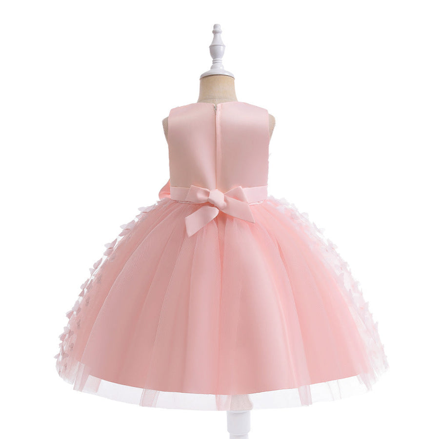 Ballkleid U-Ausschnitt Ärmellose Blumenmädchenkleider mit einfarbigen Blumen