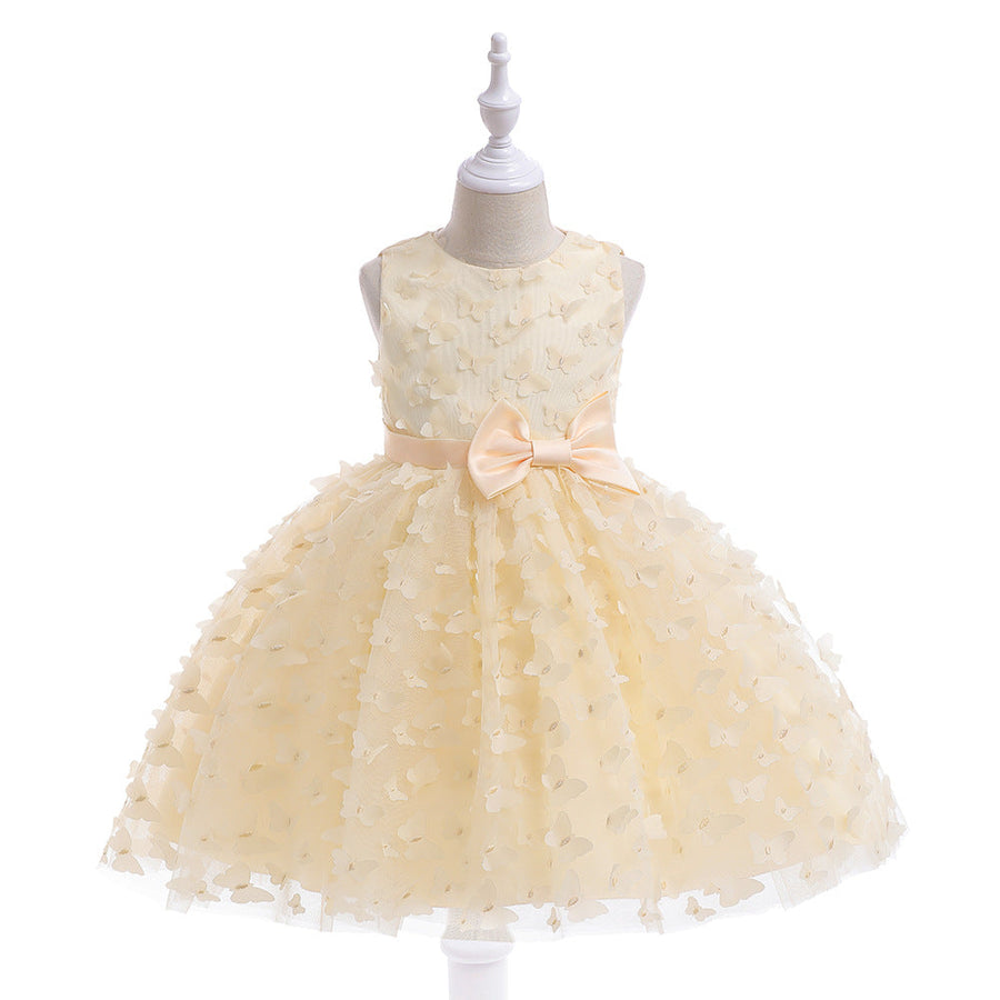 Ballkleid U-Ausschnitt Ärmellose Blumenmädchenkleider mit einfarbigen Blumen