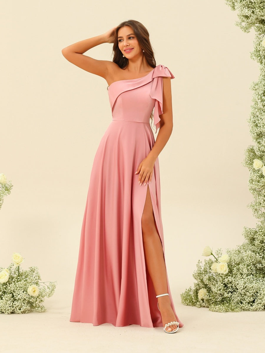 A-Linie/Princess-Linie One-Shoulder-Träger Schlitzte Seite Brautjungfernkleider