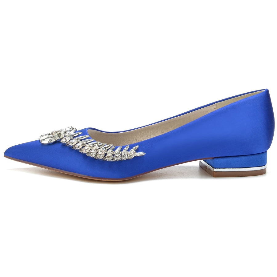Damen Seidensatin mit flachem Absatz Geschlossene Zehenpartie Strass Partyschuhe