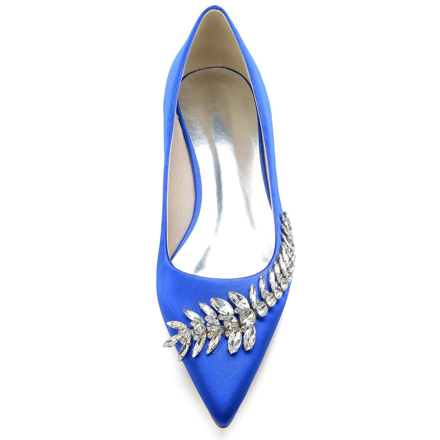 Damen Seidensatin mit flachem Absatz Geschlossene Zehenpartie Strass Partyschuhe