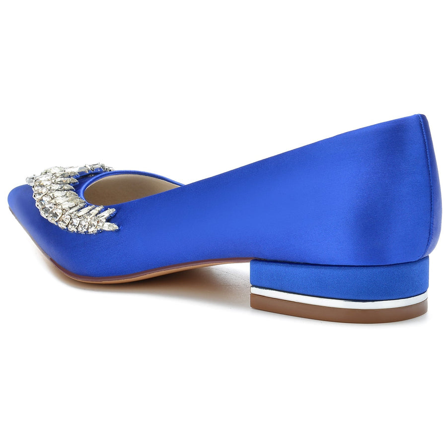 Damen Seidensatin mit flachem Absatz Geschlossene Zehenpartie Strass Partyschuhe