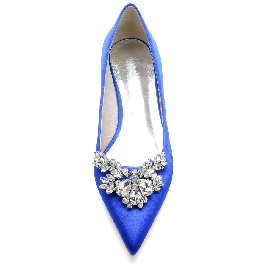 Damen Seidensatin mit Strass Geschlossene Zehenpartie Flacher Absatz Partyschuhe