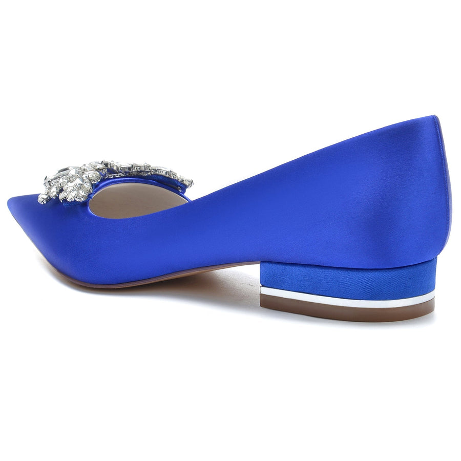 Damen Seidensatin mit Strass Geschlossene Zehenpartie Flacher Absatz Partyschuhe