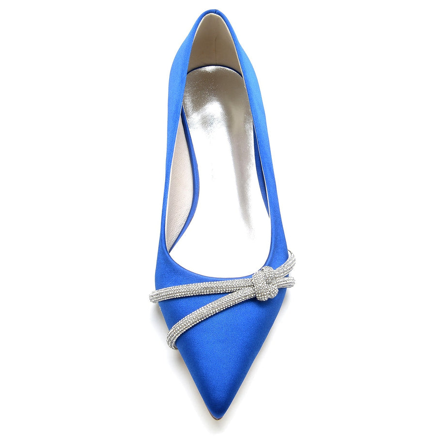 Damen Seidensatin mit geschlossener Spitze und flachem Absatz Abendschuhe