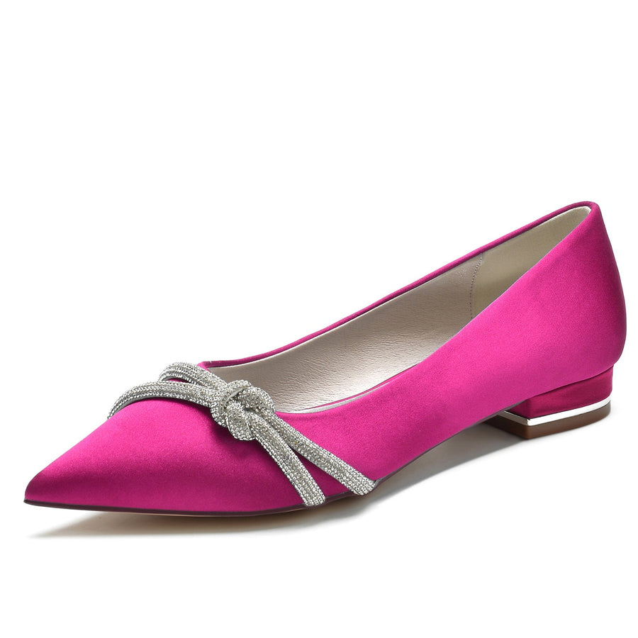 Damen Seidensatin mit geschlossener Spitze und flachem Absatz Abendschuhe
