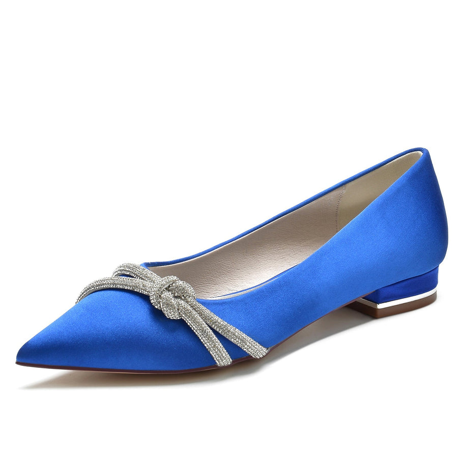 Damen Seidensatin mit geschlossener Spitze und flachem Absatz Abendschuhe