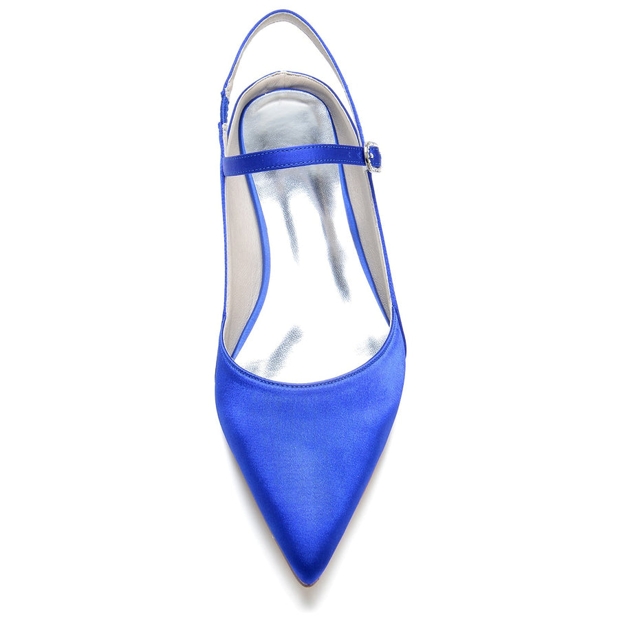 Damen Seidensatin Mit Geschlossener Spitze Knöchelriemen Flacher Absatz Partyschuhe