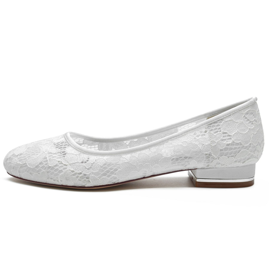 Damen Spitze Mit Spitze Geschlossene Zehen Flacher Absatz Abendschuhe